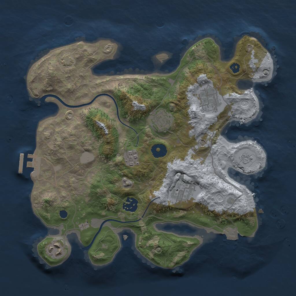 Rust Map: Procedural Map, Size: 3000, Seed: 1234287278, 11 Monuments