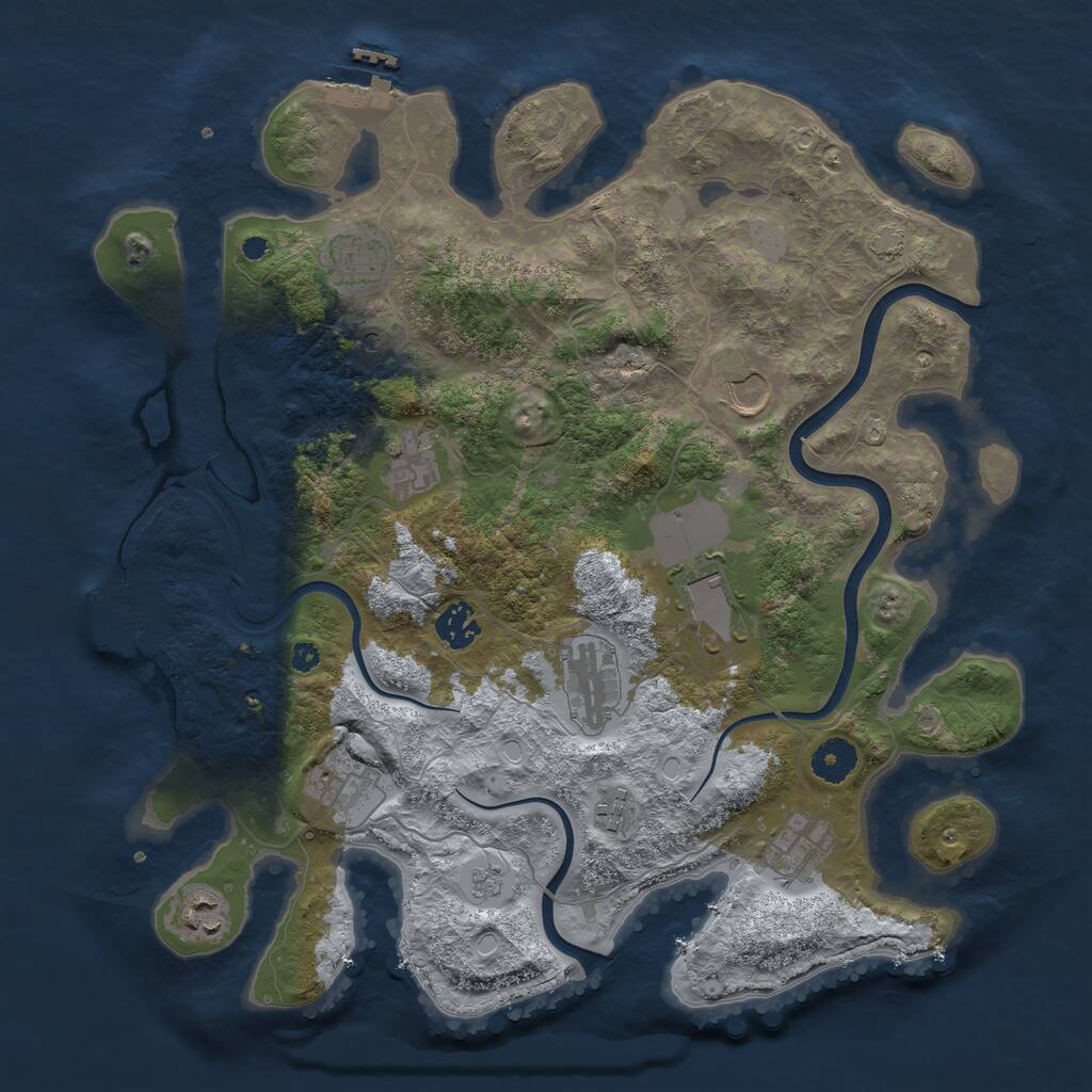 Rust Map: Procedural Map, Size: 3750, Seed: 78788010, 16 Monuments