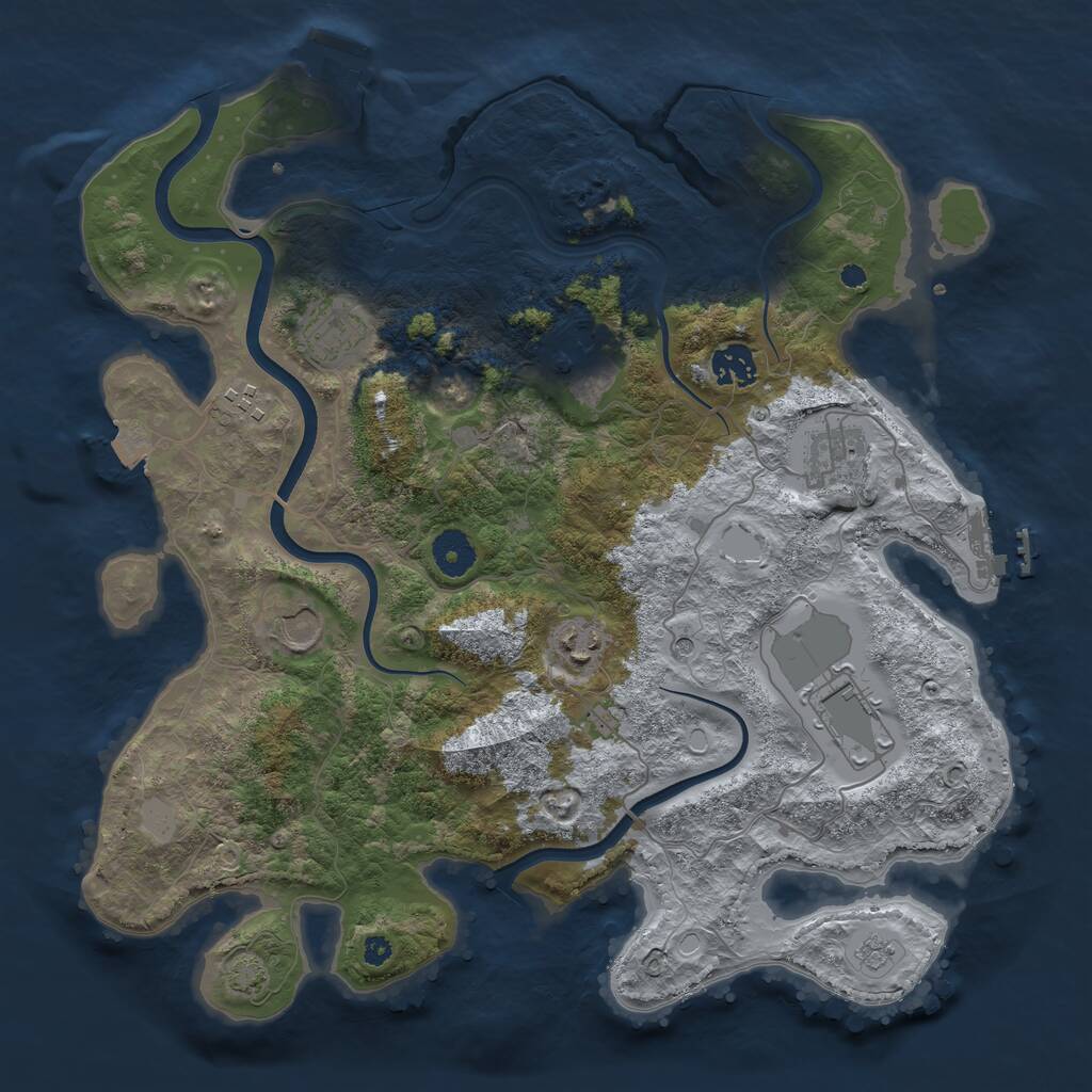 Rust Map: Procedural Map, Size: 3700, Seed: 999999856, 14 Monuments