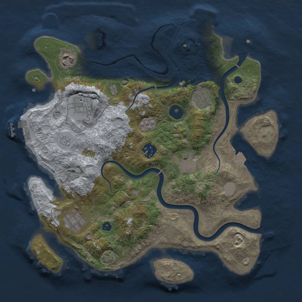 Rust Map: Procedural Map, Size: 3250, Seed: 100816564, 13 Monuments