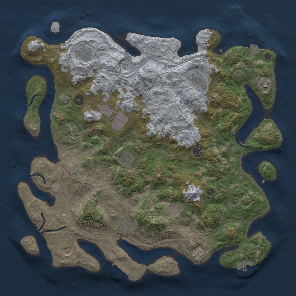 Rust Map: Procedural Map, Size: 4250, Seed: 2128505416, 19 Monuments