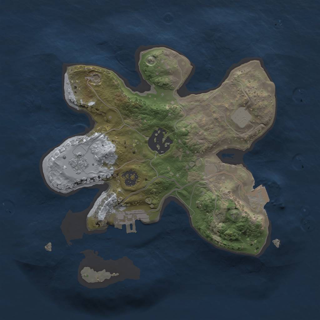 Rust Map: Procedural Map, Size: 2000, Seed: 1097297197, 6 Monuments