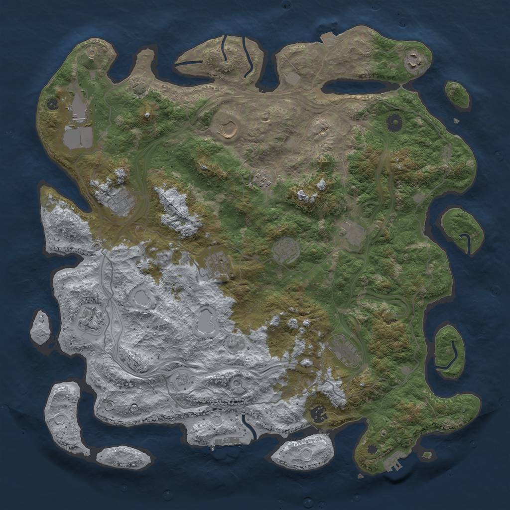 Rust Map: Procedural Map, Size: 4500, Seed: 1231926838, 19 Monuments