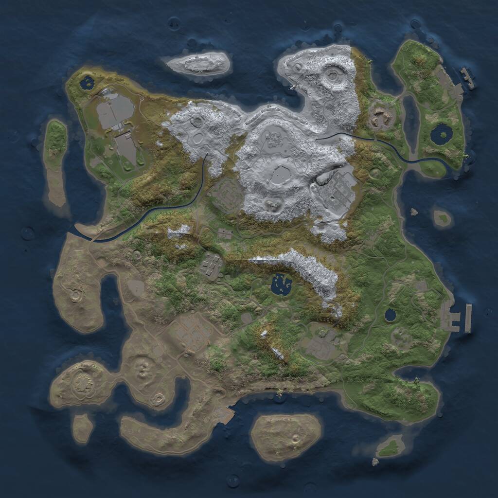 Rust Map: Procedural Map, Size: 3500, Seed: 1948039764, 14 Monuments