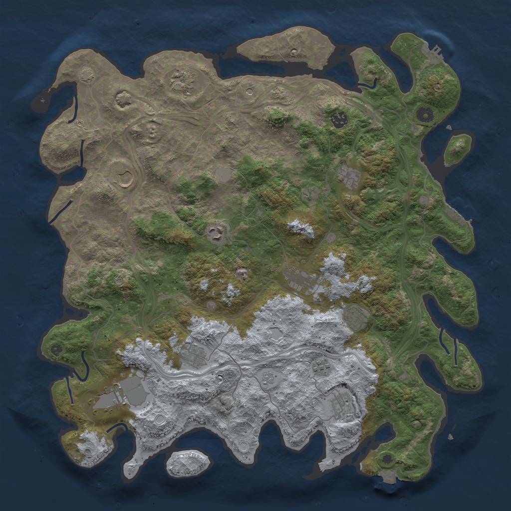 Rust Map: Procedural Map, Size: 4600, Seed: 75884602, 19 Monuments