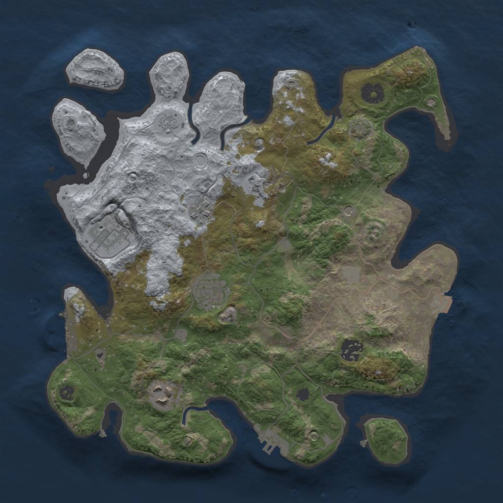 Rust Map: Procedural Map, Size: 3300, Seed: 273748215, 14 Monuments