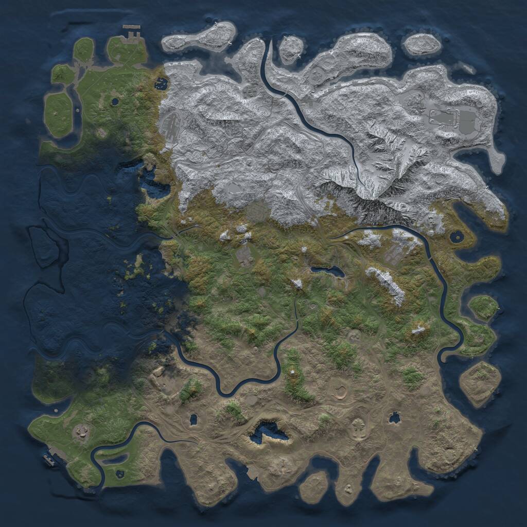 Rust Map: Procedural Map, Size: 6000, Seed: 345366, 17 Monuments
