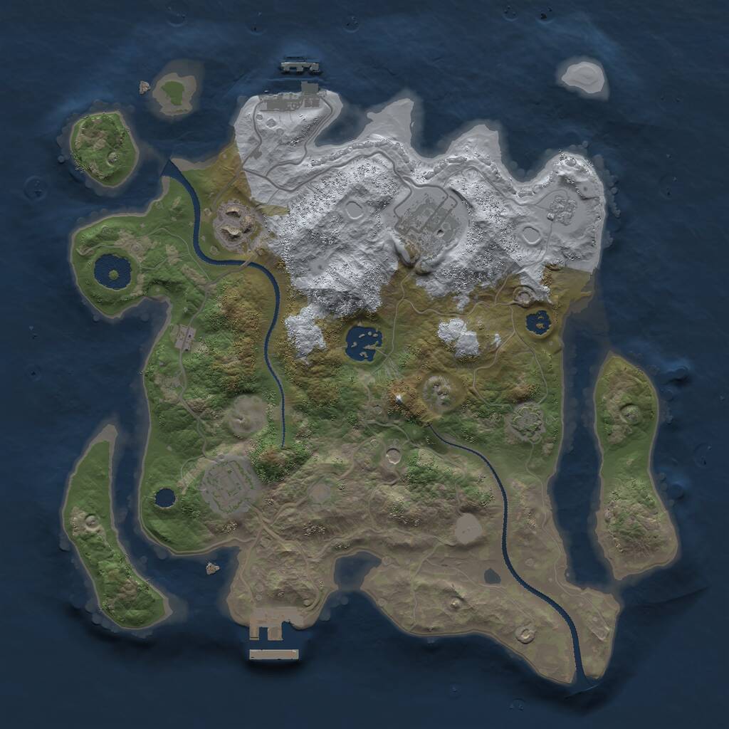 Rust Map: Procedural Map, Size: 3000, Seed: 64852, 10 Monuments