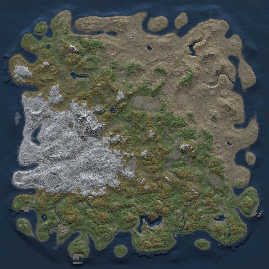 Rust Map: Procedural Map, Size: 6000, Seed: 401590132, 17 Monuments