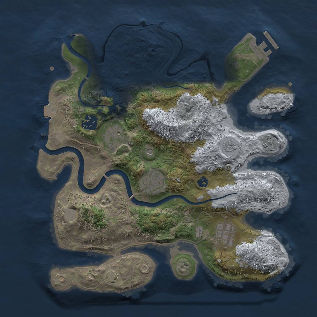 Rust Map: Procedural Map, Size: 3000, Seed: 30944, 10 Monuments