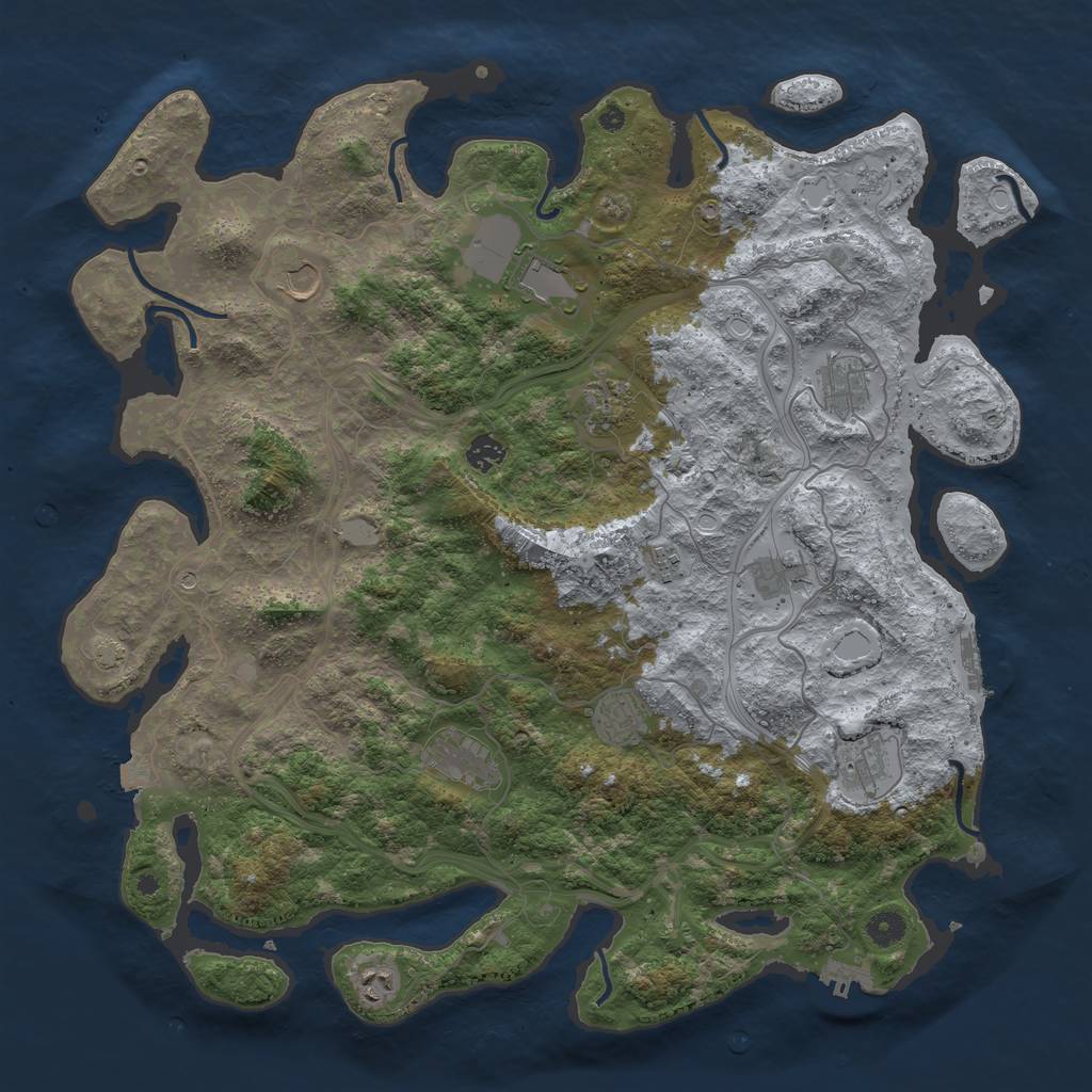 Rust Map: Procedural Map, Size: 4500, Seed: 1213052456, 19 Monuments