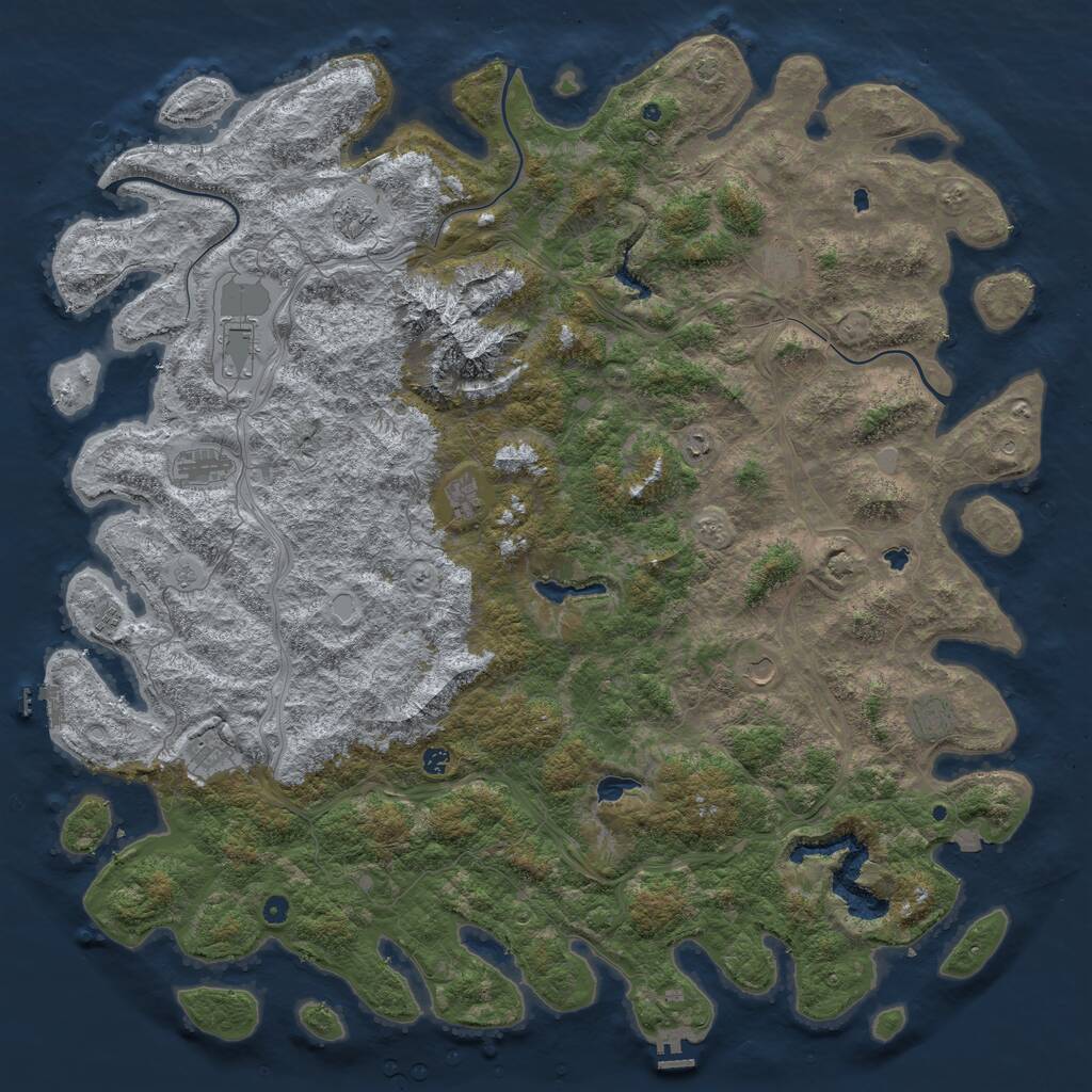 Rust Map: Procedural Map, Size: 6000, Seed: 1241654812, 17 Monuments