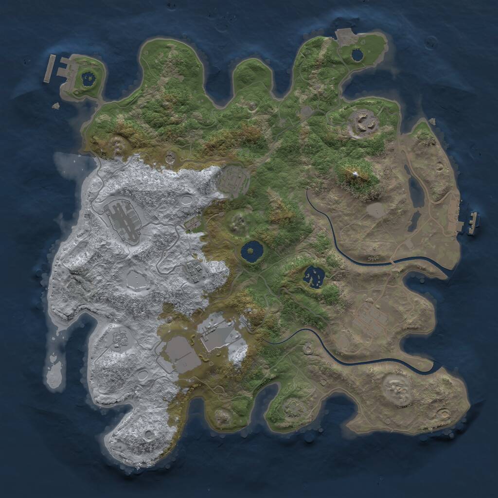 Rust Map: Procedural Map, Size: 3500, Seed: 85134, 13 Monuments