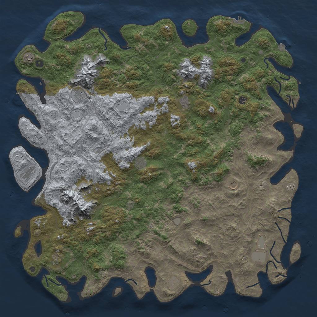 Rust Map: Procedural Map, Size: 6000, Seed: 199312701, 19 Monuments