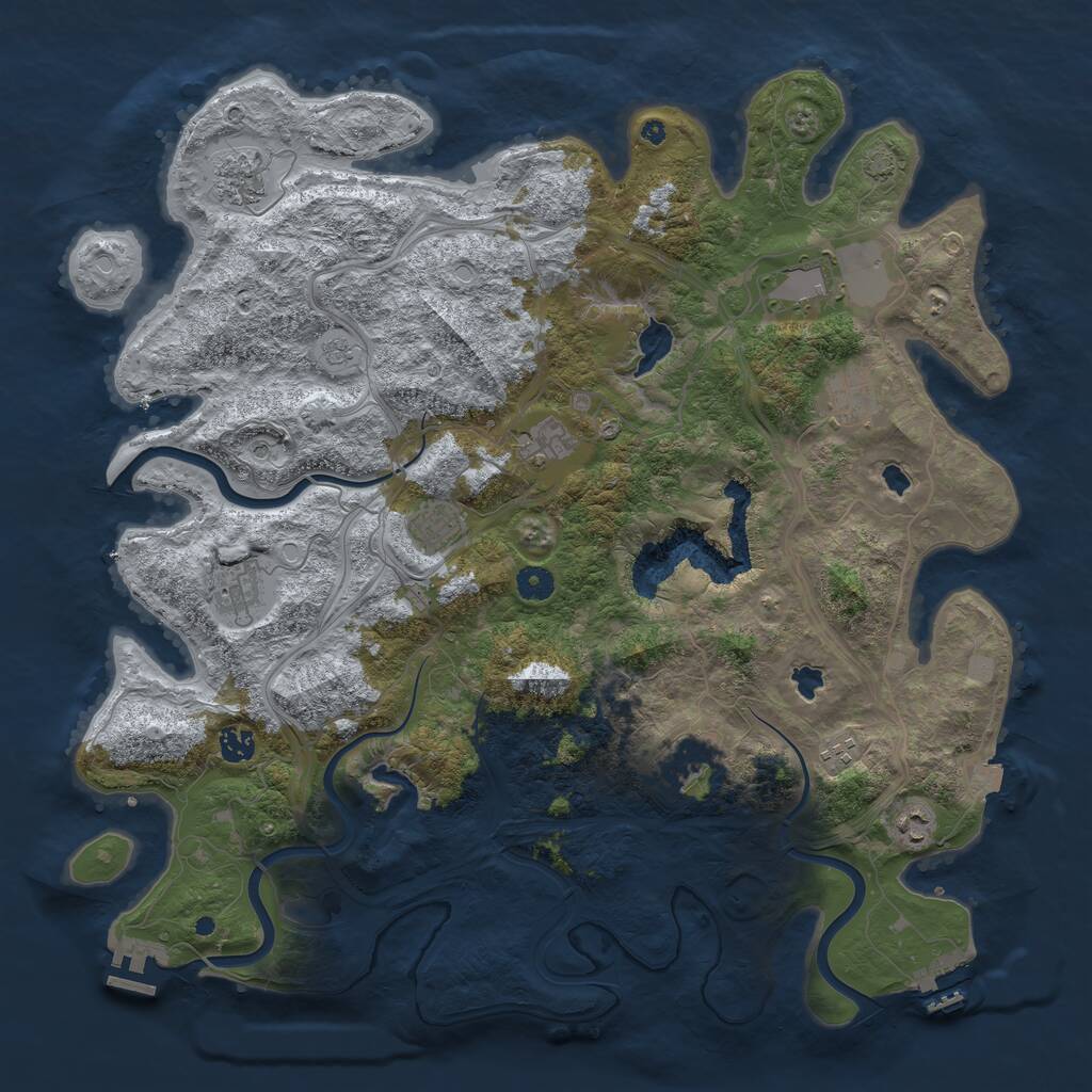 Rust Map: Procedural Map, Size: 4500, Seed: 500495, 16 Monuments