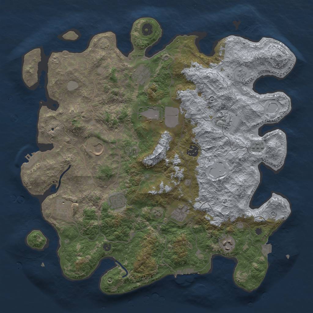 Rust Map: Procedural Map, Size: 4000, Seed: 3052024, 18 Monuments