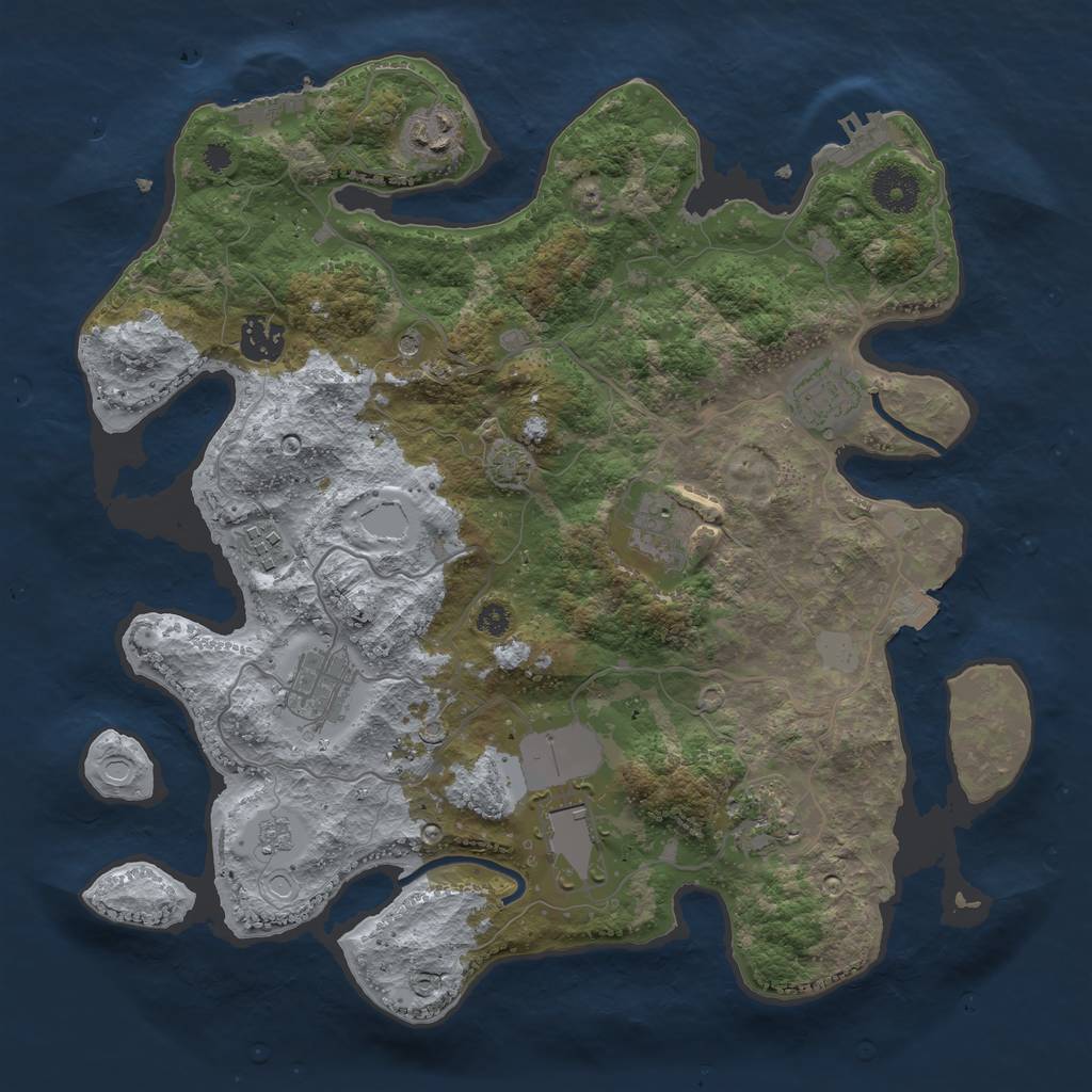 Rust Map: Procedural Map, Size: 3500, Seed: 464965822, 16 Monuments