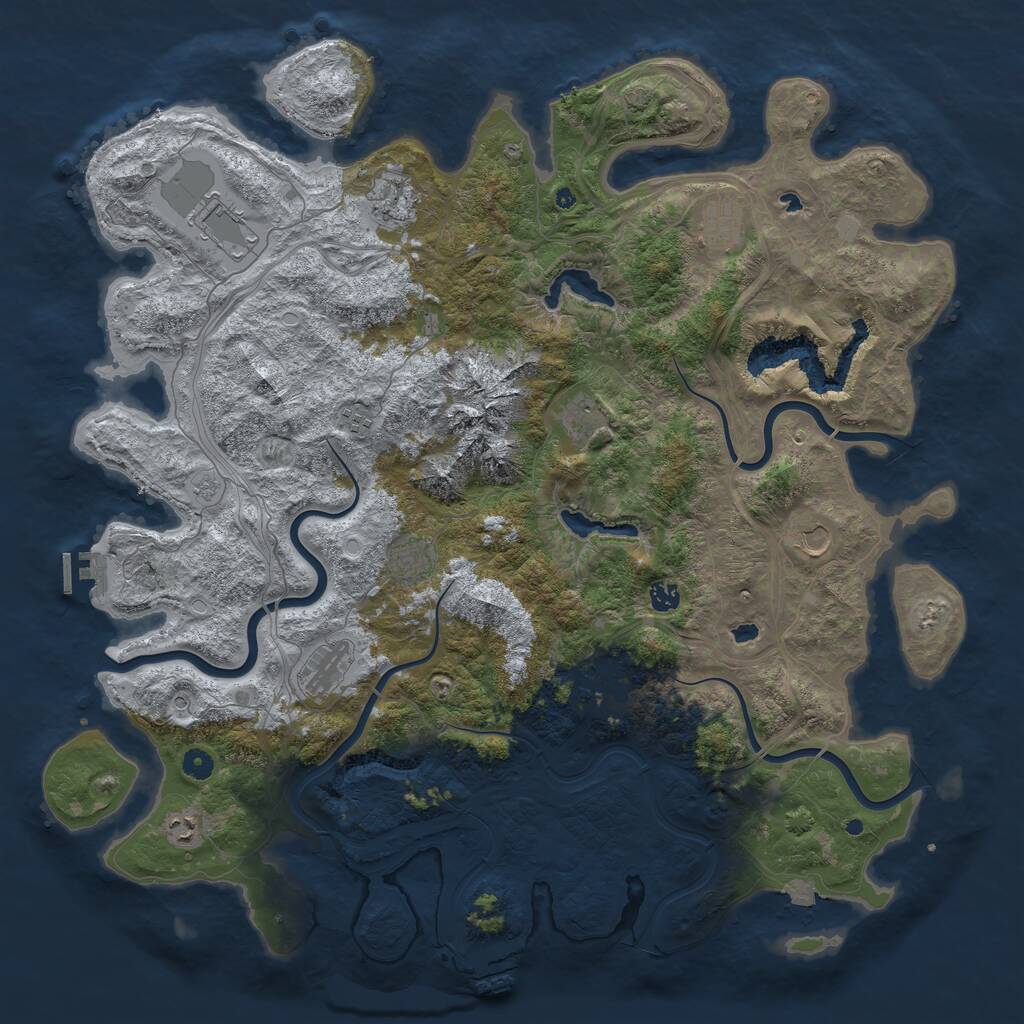 Rust Map: Procedural Map, Size: 5000, Seed: 1326182217, 17 Monuments