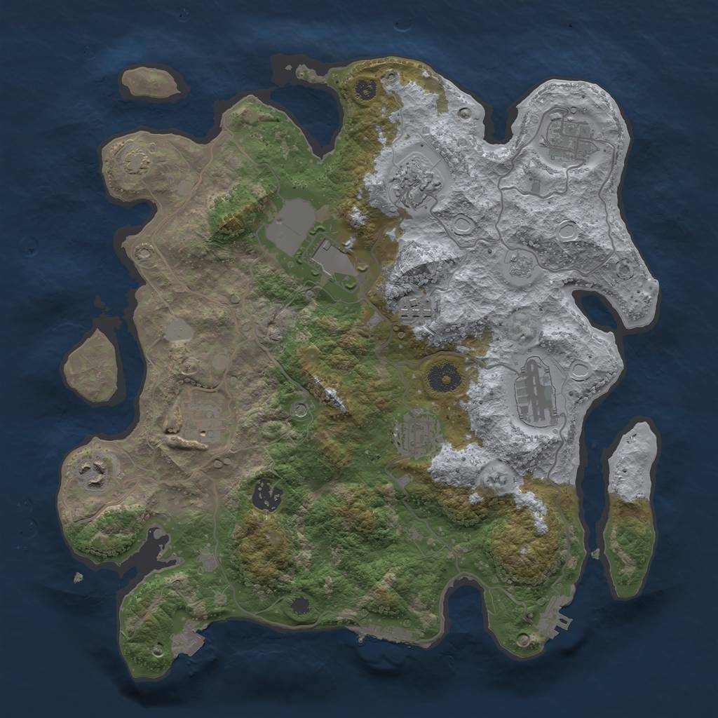Rust Map: Procedural Map, Size: 3500, Seed: 1104905895, 17 Monuments