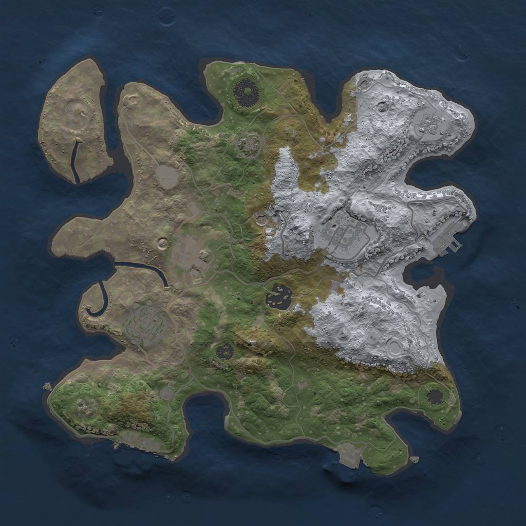 Rust Map: Procedural Map, Size: 3000, Seed: 28983, 12 Monuments