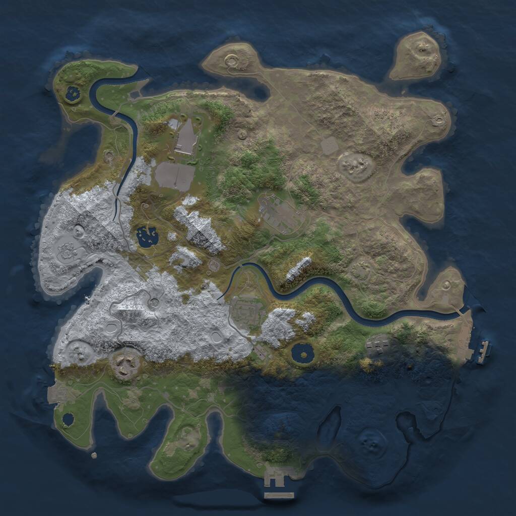Rust Map: Procedural Map, Size: 3500, Seed: 612637169, 12 Monuments