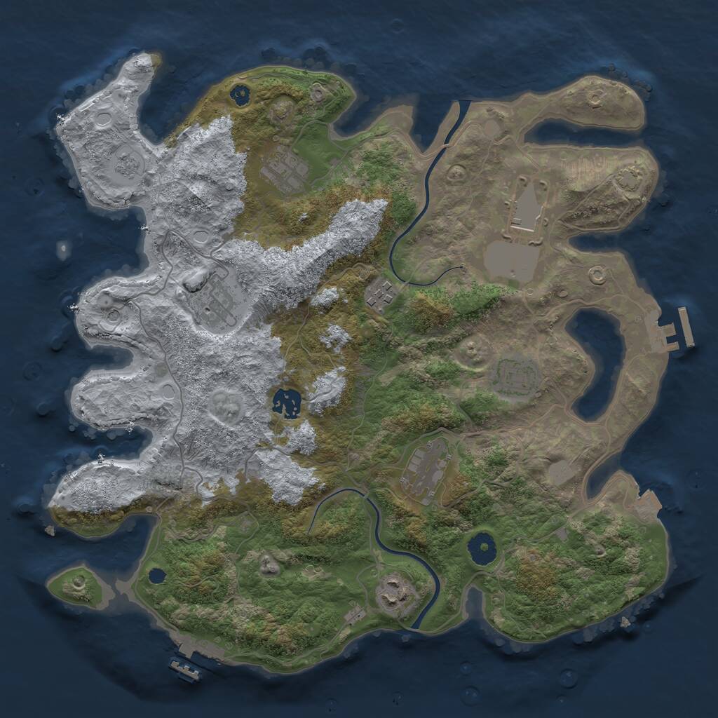 Rust Map: Procedural Map, Size: 3600, Seed: 81116230, 14 Monuments