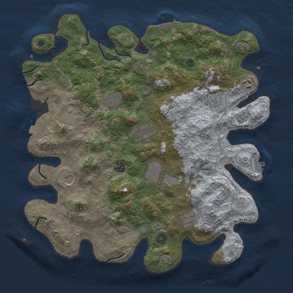 Rust Map: Procedural Map, Size: 4000, Seed: 434234, 18 Monuments