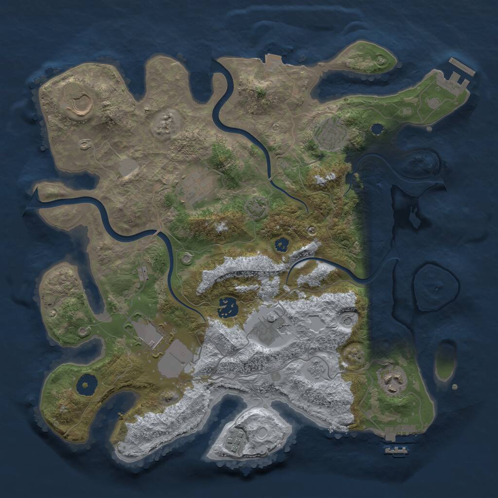 Rust Map: Procedural Map, Size: 3500, Seed: 1645358875, 14 Monuments