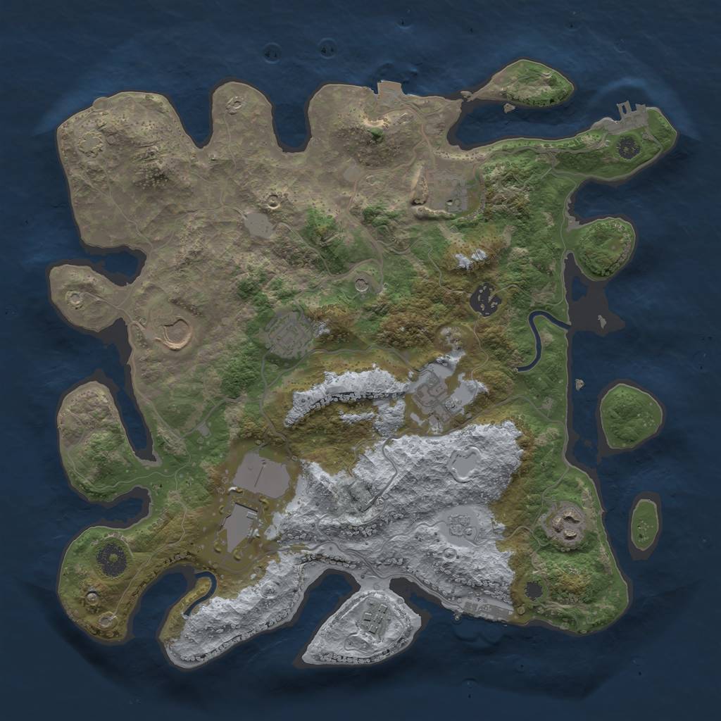 Rust Map: Procedural Map, Size: 3500, Seed: 1645358875, 16 Monuments