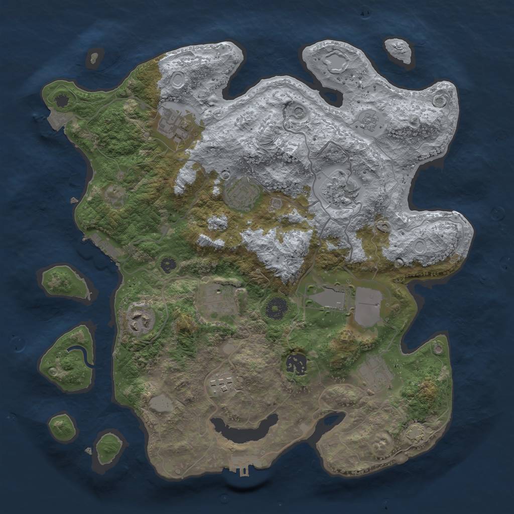 Rust Map: Procedural Map, Size: 3500, Seed: 335202560, 17 Monuments