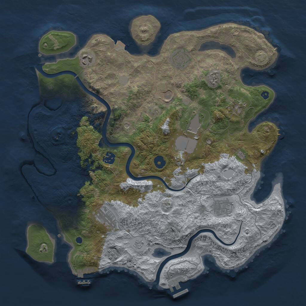 Rust Map: Procedural Map, Size: 3804, Seed: 22258, 15 Monuments