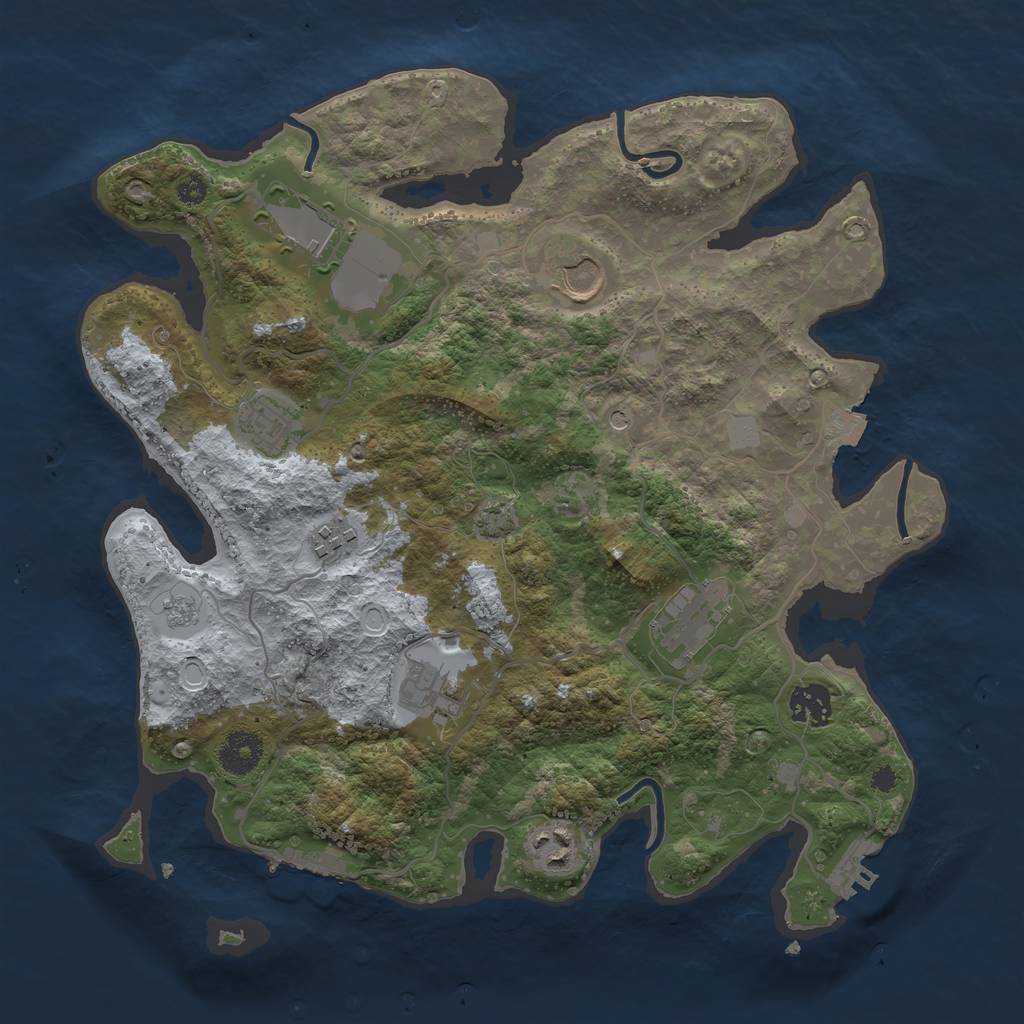 Rust Map: Procedural Map, Size: 3500, Seed: 1038978592, 16 Monuments