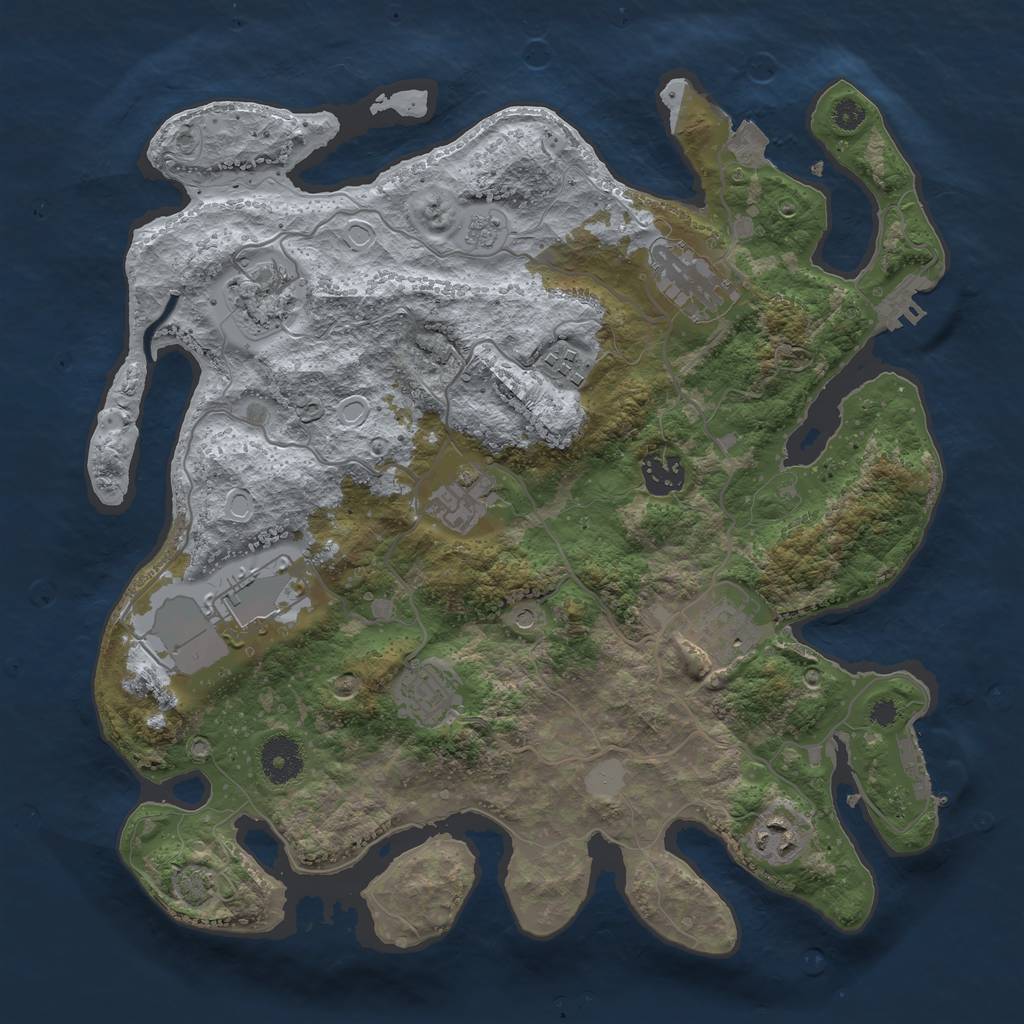 Rust Map: Procedural Map, Size: 3500, Seed: 92412396, 17 Monuments