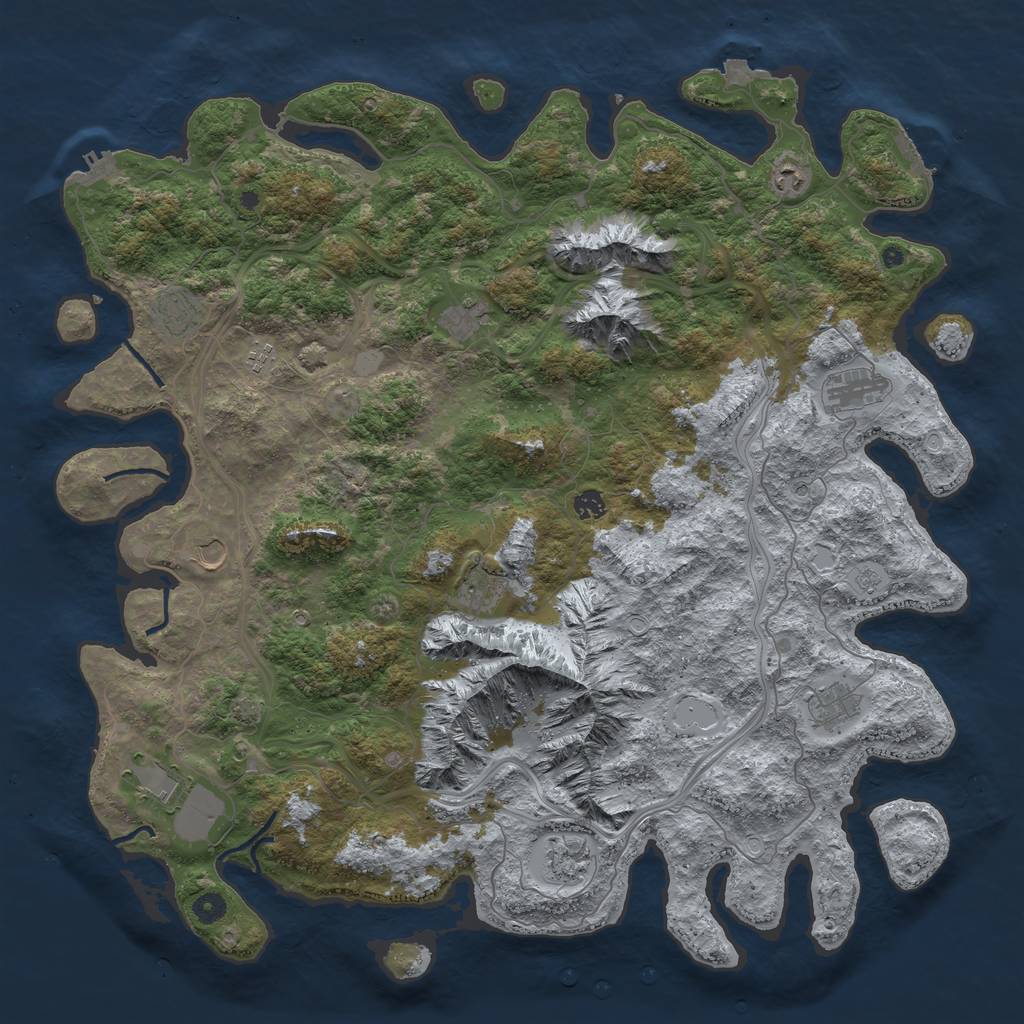 Rust Map: Procedural Map, Size: 5000, Seed: 236201, 19 Monuments