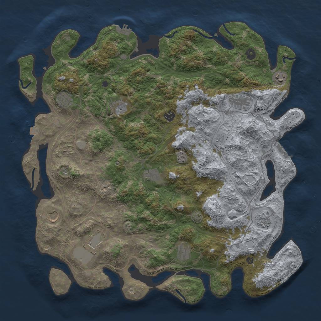 Rust Map: Procedural Map, Size: 4500, Seed: 17364507, 19 Monuments