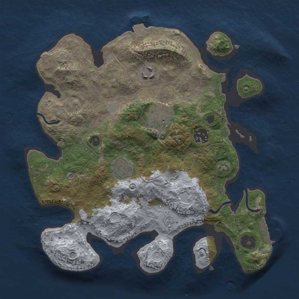 Rust Map: Procedural Map, Size: 3000, Seed: 909245948, 11 Monuments