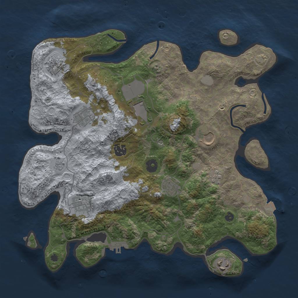 Rust Map: Procedural Map, Size: 3500, Seed: 243402991, 16 Monuments