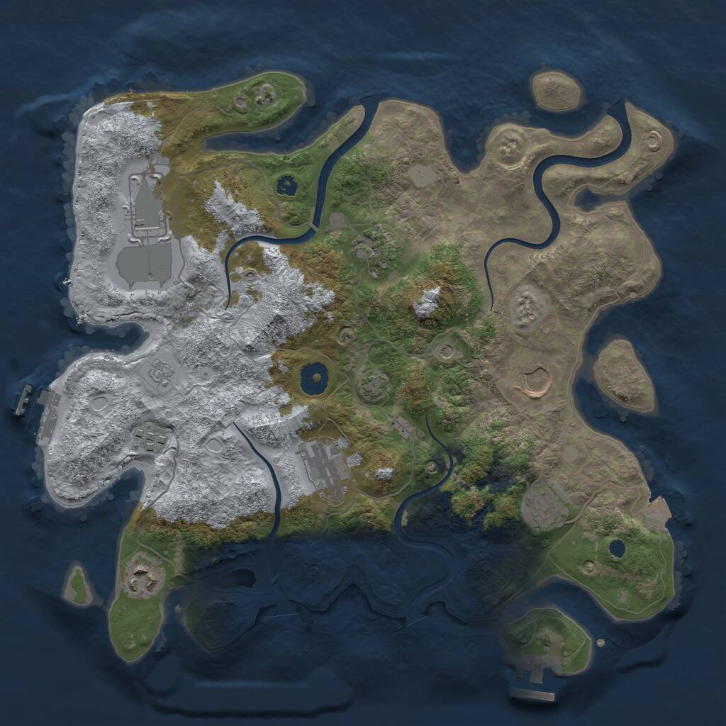 Rust Map: Procedural Map, Size: 3500, Seed: 243402991, 13 Monuments