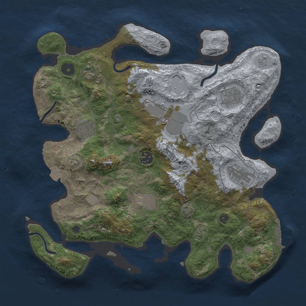 Rust Map: Procedural Map, Size: 3500, Seed: 11551142, 14 Monuments