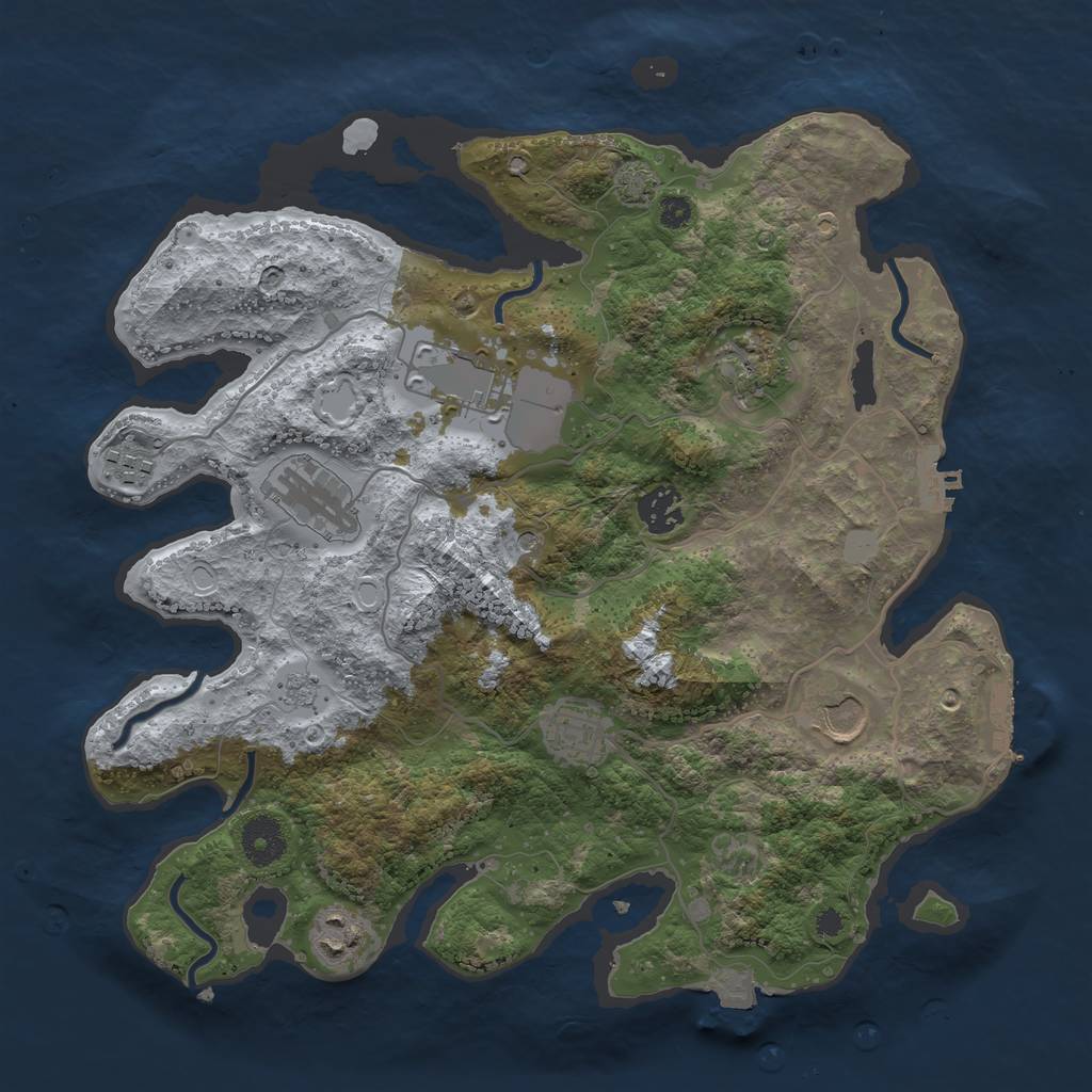 Rust Map: Procedural Map, Size: 3500, Seed: 2027269783, 16 Monuments