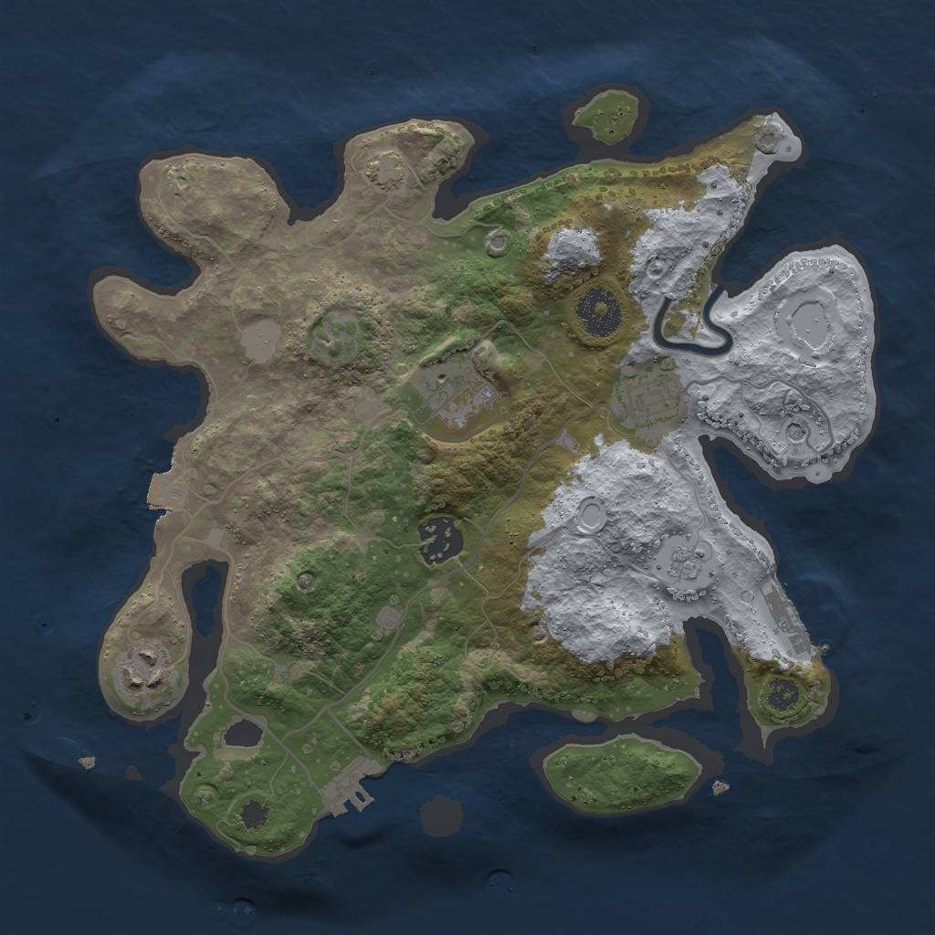 Rust Map: Procedural Map, Size: 3000, Seed: 2120661575, 12 Monuments