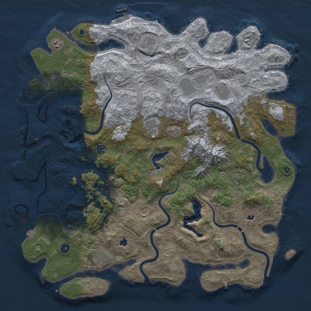 Rust Map: Procedural Map, Size: 5000, Seed: 685977817, 16 Monuments