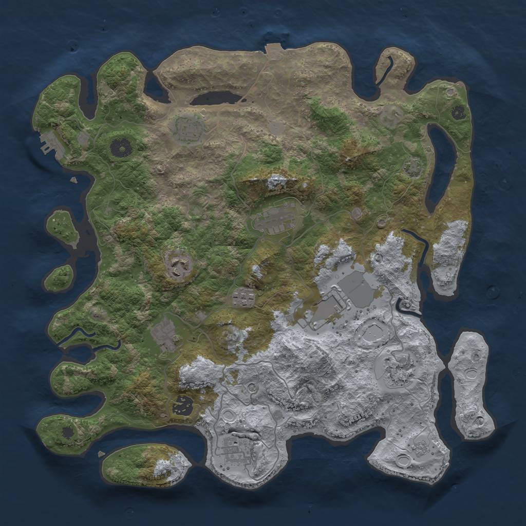 Rust Map: Procedural Map, Size: 3800, Seed: 405241, 16 Monuments