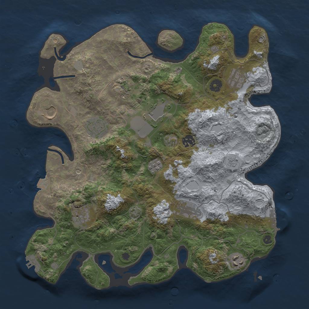 Rust Map: Procedural Map, Size: 3650, Seed: 18429316, 18 Monuments