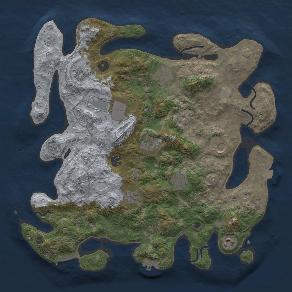 Rust Map: Procedural Map, Size: 4000, Seed: 115286667, 18 Monuments