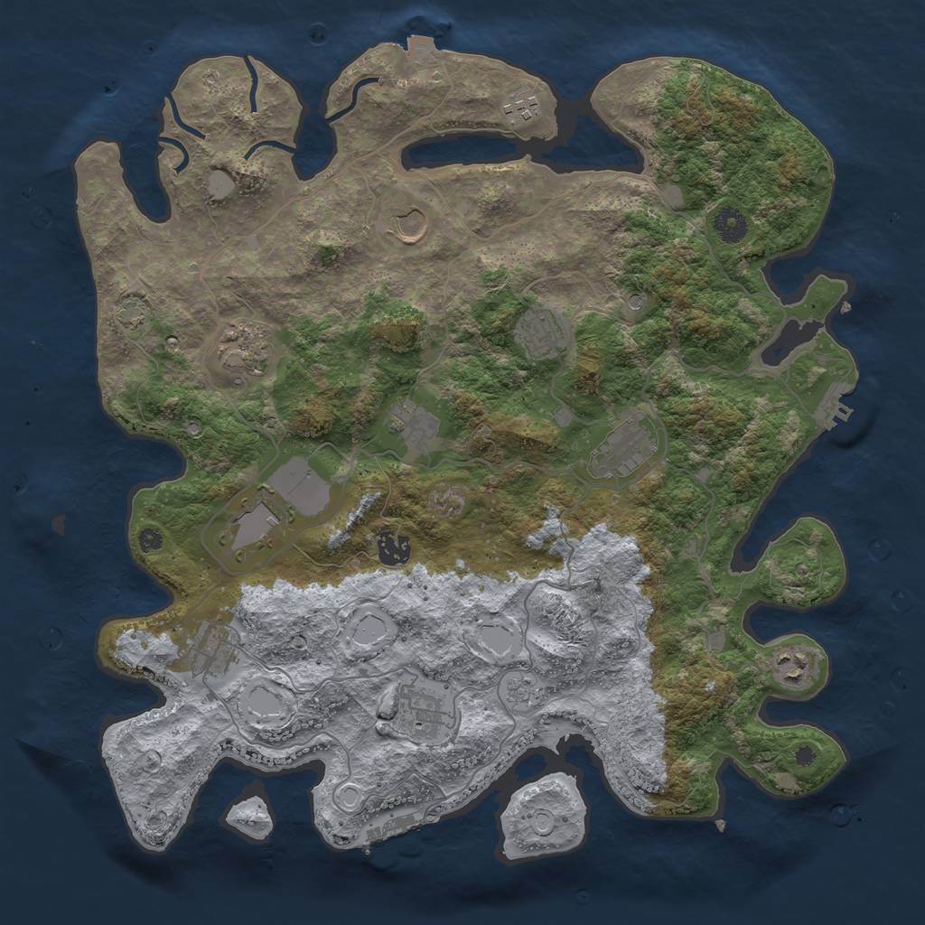 Rust Map: Procedural Map, Size: 4000, Seed: 34852140, 19 Monuments