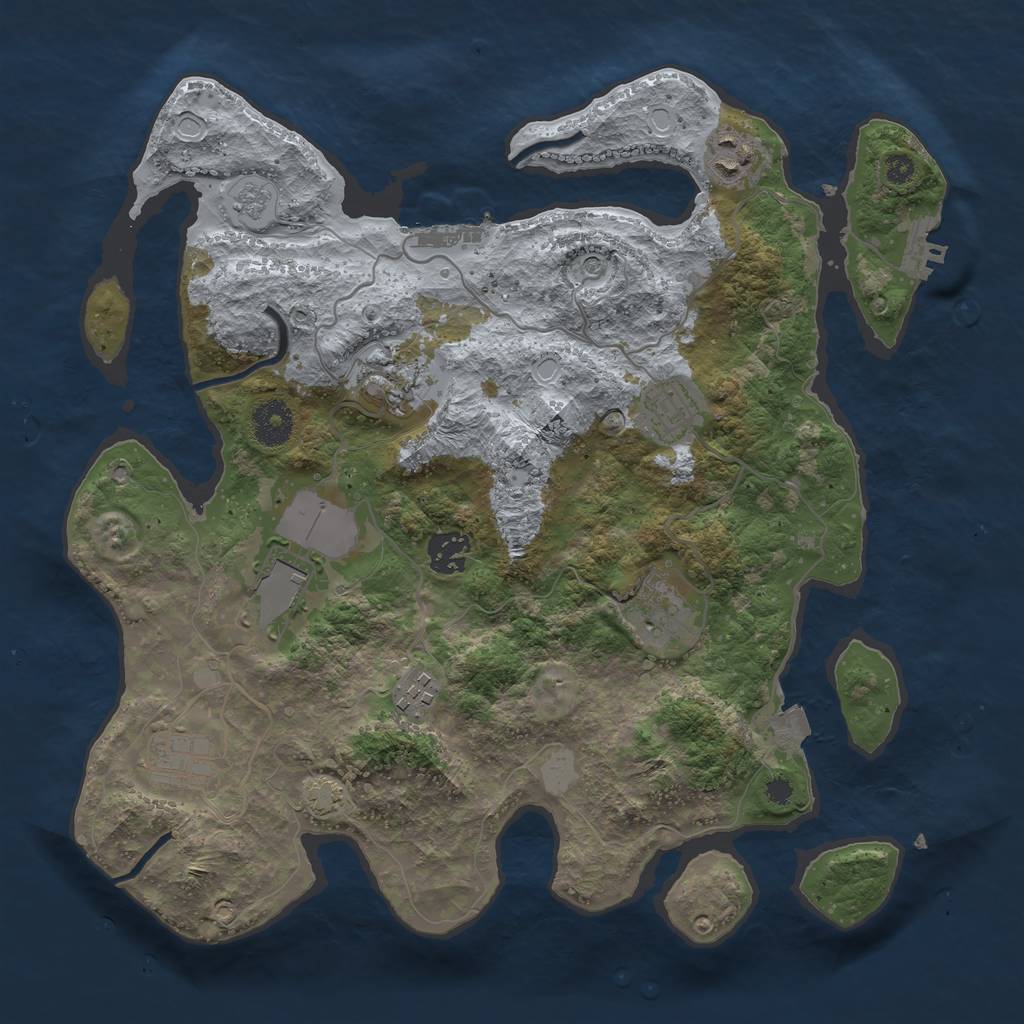 Rust Map: Procedural Map, Size: 3500, Seed: 462565497, 16 Monuments