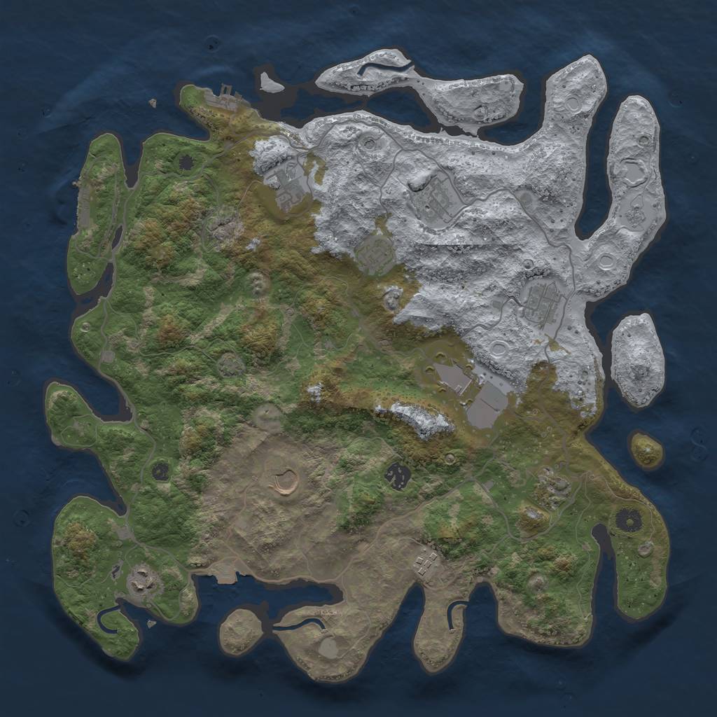 Rust Map: Procedural Map, Size: 4200, Seed: 96823800, 18 Monuments