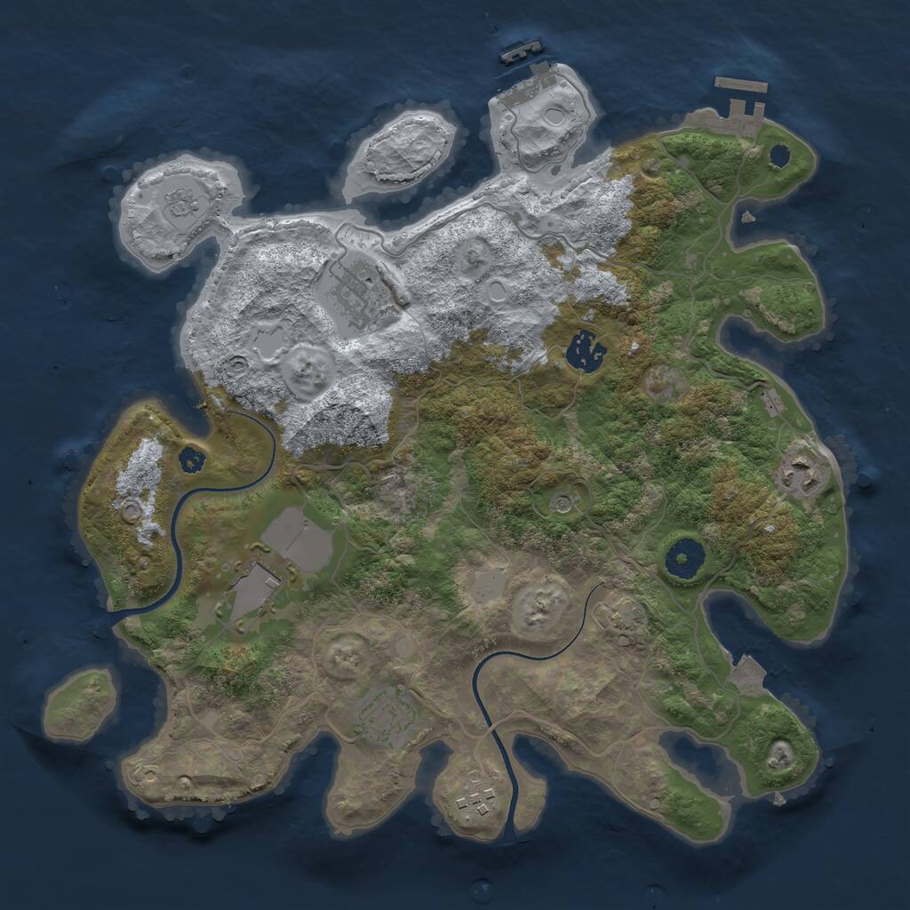 Rust Map: Procedural Map, Size: 3500, Seed: 807057589, 12 Monuments
