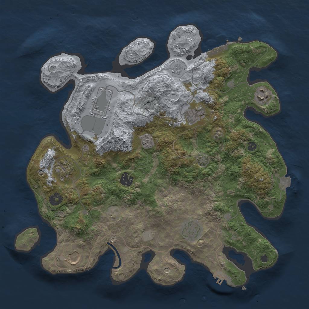 Rust Map: Procedural Map, Size: 3500, Seed: 807057589, 16 Monuments